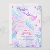 Zeemeermin 3e verjaardag onder het Zee feest Kaart (Voorkant)