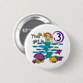 Zeemeermin 3e Verjaardag T shirten en geschenken Ronde Button 5,7 Cm (Voorkant /achterkant)