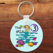 Zeemeermin 3e Verjaardag T shirten en geschenken Sleutelhanger (Voorkant)