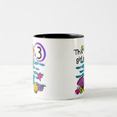 Zeemeermin 3e Verjaardag T shirten en geschenken Tweekleurige Koffiemok (Center)