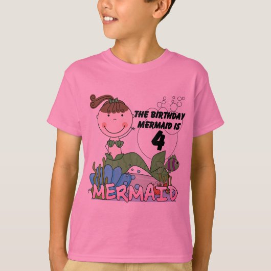 Zeemeermin 4e verjaardag T-shirts en geschenken (Voorkant)