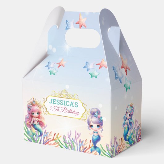 Zeemeermin 5e Verjaardag onder het Zee Feest Dank Bedankdoosjes (Voorkant)