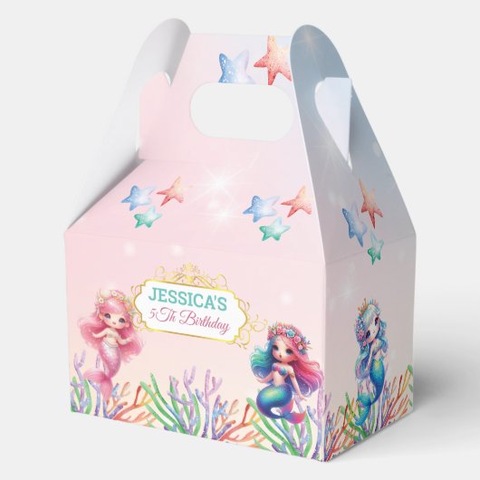 Zeemeermin 5e Verjaardag onder het Zee Feest Dank Bedankdoosjes (Achterkant)