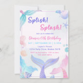 Zeemeermin 6e verjaardag meisje splish splash part kaart (Voorkant)