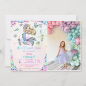 Zeemeermin 7e verjaardag Zeemeermin Party Foto Kaart (Voorkant)