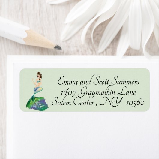  zeemeermin Adresetiketten iriserend kleurrijk Etiket (Insitu)