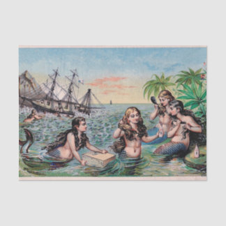 Zeemeermin Antiek Magic Nautische Oceaan Tissuepapier