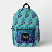 Zeemeermin aqua blauw ombre Sparkles blauwgroen Mo Bedrukte Rugzak (Voorkant)