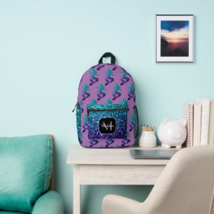 Zeemeermin aqua blauw ombre Sparkles lavendel Mono Bedrukte Rugzak