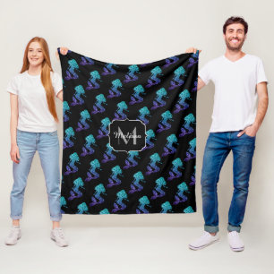 Zeemeermin aqua blauwe ombre Glitters patroon Mono Fleece Deken