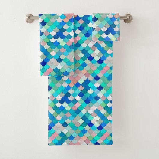 Zeemeermin, Aqua, Shell Roze, en Kobalt  Bad Handdoek (Insitu)