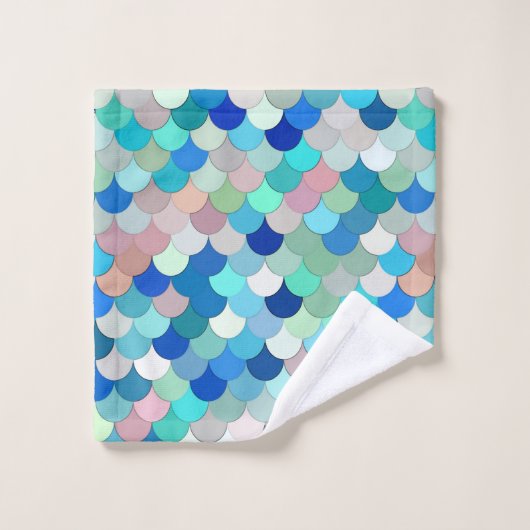 Zeemeermin, Aqua, Shell Roze, en Kobalt  Bad Handdoek (Wasdoekje)