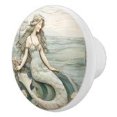 Zeemeermin Art Nouveau Faux Relief Mint R Ocean Ze Keramische Knop (Rechts)