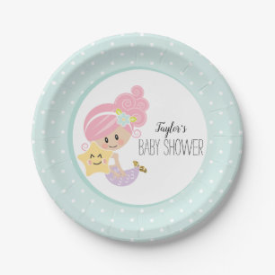 Zeemeermin Baby shower Borden Lichte huidtint Papieren Bordje