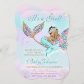 Zeemeermin Baby shower Glitter Tail Kaart (Voorkant / Achterkant)