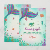 Zeemeermin Baby shower Luier Raffle Kaart (Voorkant / Achterkant)