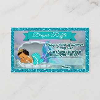 Zeemeermin Baby shower Luier Raffle Tickets #136 Informatiekaartje