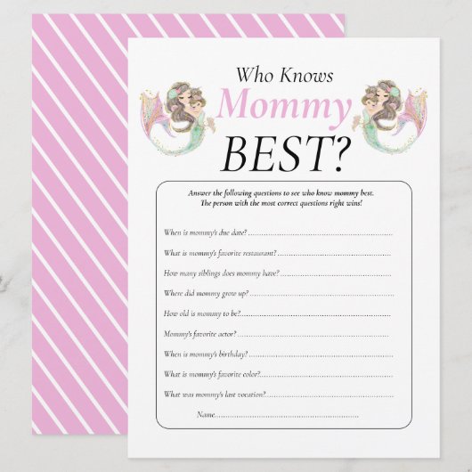 Zeemeermin baby shower onder de zee kaart (Voorkant / Achterkant)