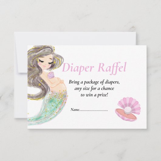 Zeemeermin baby shower onder de zee raffel kaart (Voorkant)