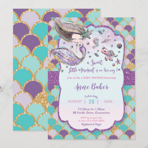 Zeemeermin Baby shower onder het Zee wordt meisje Kaart