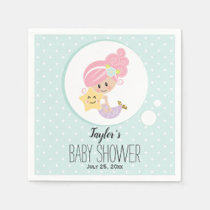 Zeemeermin Baby shower papier servetten lichte hui