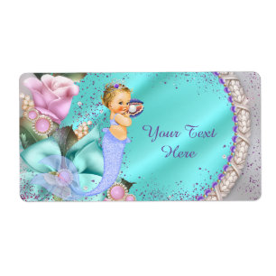 Zeemeermin Baby Shower Waterfles Etiket