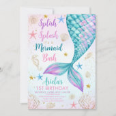 Zeemeermin Bash onder het Zee 1e verjaardag Kaart (Voorkant)