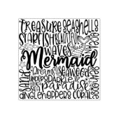 Zeemeermin Beach Hout Art Stamp Rubberstempel (Afrduk)