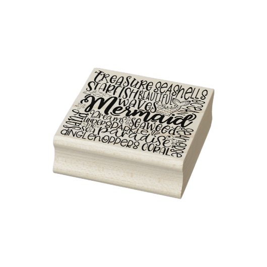Zeemeermin Beach Hout Art Stamp Rubberstempel (Stempel)