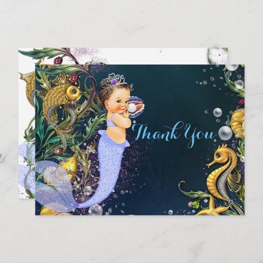 Zeemeermin bedankt kaarten (Voorkant / Achterkant)