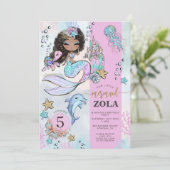 Zeemeermin Bewerkbare Onder De Zee 5e Verjaardag Kaart (Staand voorkant)