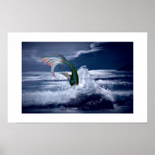 Zeemeermin bij nacht Poster