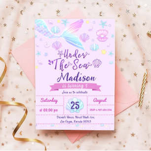 Zeemeermin Birthday Party under the Zee Party Kaart