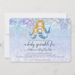 Zeemeermin Blauwe Regenboog Blond Baby Meisje Spri Kaart