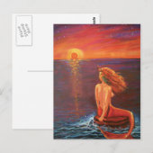 Zeemeermin Briefkaart - 'Kijken naar de zonsonderg (Voorkant / Achterkant)