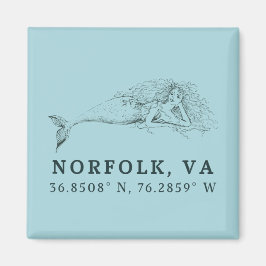 Zeemeermin Button Magnet - Coördinaten van Norfolk Magneet