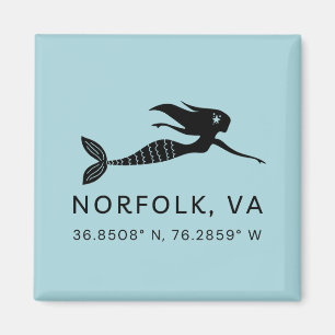 Zeemeermin Button Magnet - Coördinaten van Norfolk Magneet