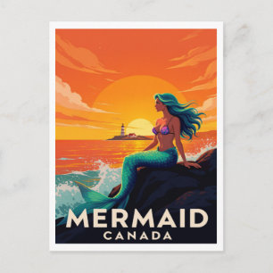 Zeemeermin Canada Fantasy Zonsondergang Vintage St Briefkaart