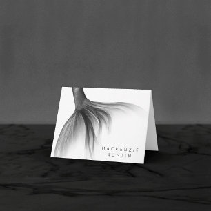 zeemeermin chroomstaart   Silver Faux Shimmer Cust Bedankkaart