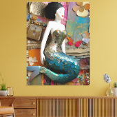 Zeemeermin Collage Canvas Afdruk (Insitu (Woonkamer))