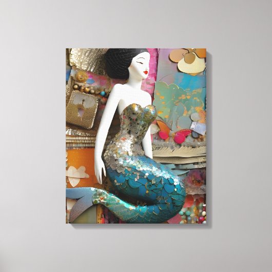 Zeemeermin Collage Canvas Afdruk (Voorkant)