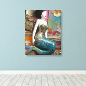 Zeemeermin Collage Canvas Afdruk (Insitu (Houten vloer))