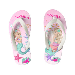 Zeemeermin Cute Roze Zeester Persoonlijk Kinder Teenslippers