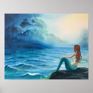 Zeemeermin die verzendservice volgt op Stormy-Zee Poster