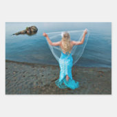 Zeemeermin door het Zee Blue Nautical Etheral Inpakpapier Vel (Voorkant 2)