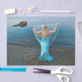 Zeemeermin door het Zee Blue Nautical Etheral Tissuepapier (Craft)