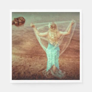 Zeemeermin door Zee  Blauwgroen bruin Servet