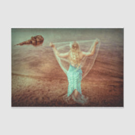 Zeemeermin door Zee  Blauwgroen bruin Tissuepapier