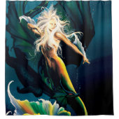 Zeemeermin Dragon Fantasy Blue Douchegordijn (Voorkant)