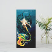 Zeemeermin Dragon Fantasy Blue Feestdagenkaart (Staand voorkant)